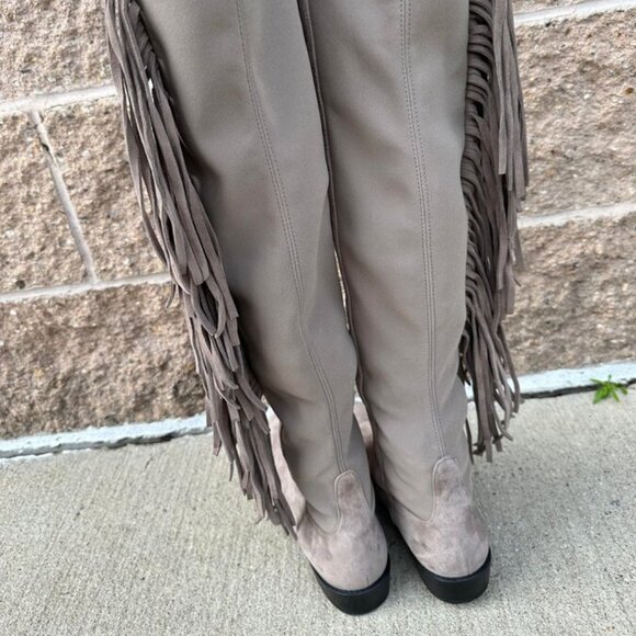 Stuart Weitzman Mane Fringe Suede Boots - Size 7 - Picture 2 of 3